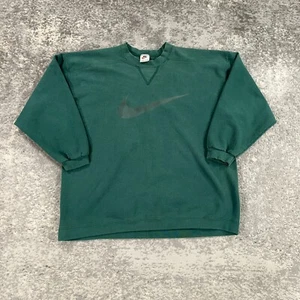 VTG Nike Sweatshirt Womens Large Green Crew Neck Fleece Pullover 90s Made In USA - Picture 1 of 15