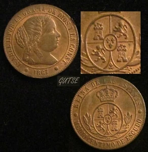 ESPAÑA, 596-ISABEL II, 1/2 CÉNTIMO ESCUDO 1867, SEVILLA OM, SIN CIRCULAR. - Imagen 1 de 1