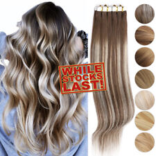 Tape In Hair Extensions 100% Remy Human Hair Extensions Full Head Thick 2.5g/pcs