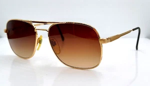 Vintage Luxottica Carlos Gold Aviator Metal Sunglasses Italy W/NEW LENSES! - Picture 1 of 11