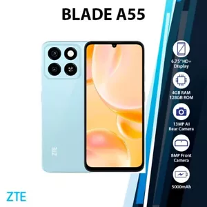 ZTE Blade A55 Android Mobile Phone (Blue/4GB+128GB/Dual SIM/Unlocked/NEW) - Picture 1 of 3
