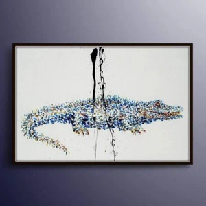 Gemälde 40" Krokodil, Handarbeit Original Tiermalerei auf Leinwand dicke Schichten - Bild 1 von 4