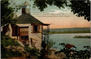 Vtg Ft Madison Iowa IA Sutton's Wigwam Black Hawk Heights 1908 Old View Postcard - Picture 1 of 2