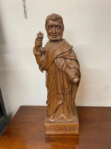 SCULPTURE RELIGIEUSE DE SAINT PIERRE BOIS MASSIF SIGNE LE GOFF - Foto 1 di 17