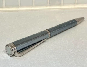 [Excellent]BVLGARI Metalic Blue/Silver Twisted Ballpoint Pen (No Box) Super Rare - Picture 1 of 5
