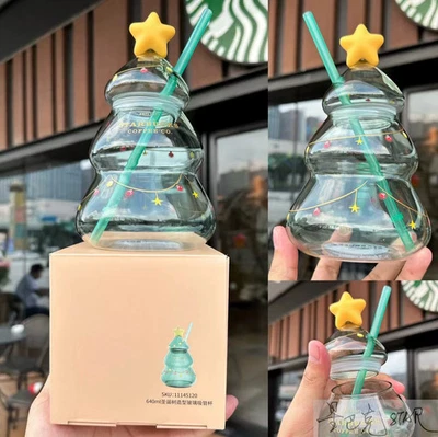 Starbucks 2022 China Christmas Tree 22oz Glass Straw Cup gift ^^ - Image 1 of 4