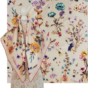 SALVATORE FERRAGAMO SCARF SIGNATURE FLOWER MOUSE MULTI COLOR PRINT SILK 35" $470 - Picture 1 of 13