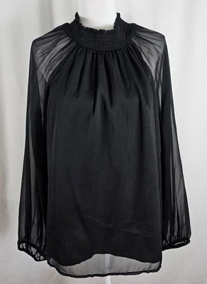 全新 Joie 女式衬衫黑色内衬高领聚酯纤维 2XL — 第 1/4 张图片