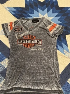 Harley Davidson Ladie’s T-Shirt Size Large Rhinestones Bling - Picture 1 of 3