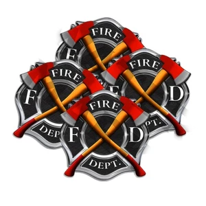 Paquete de 4 calcomanías adhesivas bombero cruz internacional de Malta 2" de ancho negro blanco - Imagen 1 de 4