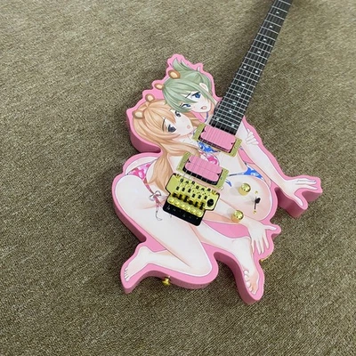 Anime beautiful girl shaped Electric Guitar Floyd Rose Tremolo HH Pickups 24Fret - Image 1 of 4