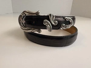 Coldwater Creek Damen Gürtel Gr. XL schwarz Kunstleder Kroko-Prägung klassisch - Bild 1 von 8