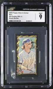 2023 Topps Allen & Ginter Bobby Witt Jr. #84 Black Border Mini Baseball CGC 9 - Picture 1 of 2