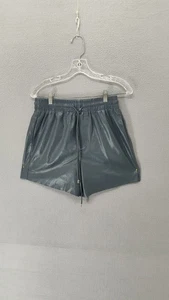 Olivaceous Women Short Small Blue Grey Leather Elastic Waist Drawstring Casual - Picture 1 of 18