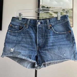 Levis 501 Jean Shorts Adult Womens 28 Blue Light Wash 100% Cotton - Picture 1 of 5