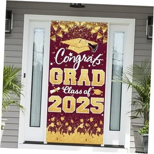 2025 Graduation Party Decorations - Congrats Grad Class of 2025 Maroon Gold - Picture 1 of 8