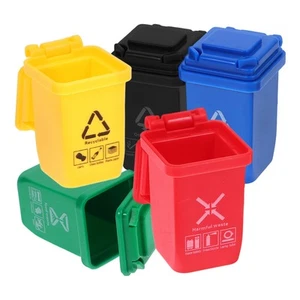 Mini bote de basura de 5 piezas para casa de muñecas oficina para niños cubo de reciclaje latas de juego de juguete - Imagen 1 de 12
