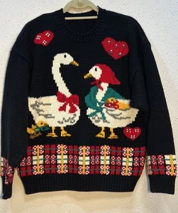 *Vintage* Knit Goose Family Sweater- Chunky Knit Size Large - Picture 1 of 11