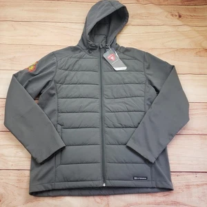 Cutter & Buck Jacket Mens Large Gray Hooded Primaloft Insulated Puffer Softshell - Picture 1 of 10