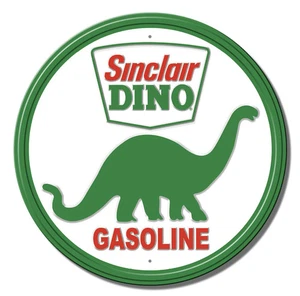 Sinclair Dino Sign Motor Oil Gasoline Round Metal Tin Vintage Style Garage 12''. - Picture 1 of 6