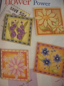 4 Fower Power Ornament Magnet Designs OOP Magazine Cross Stitch PATTERN (K) - Picture 1 of 1