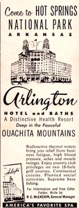 Arlington Hotel & Bath Hot Springs AR Ouachita Mountains Vintage Print Ad 1960 - Picture 1 of 4