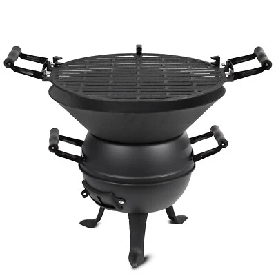 Cast Iron Fire Pit BBQ Portable Charcoal Barbecue Steel Camping Garden Grill UK - Image 1 of 4