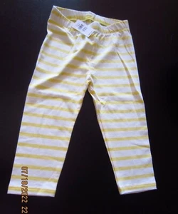 NWT GIRLS 5 GAP CAPRI LEGGINGS WHITE YELLOW STRIPES - Picture 1 of 2