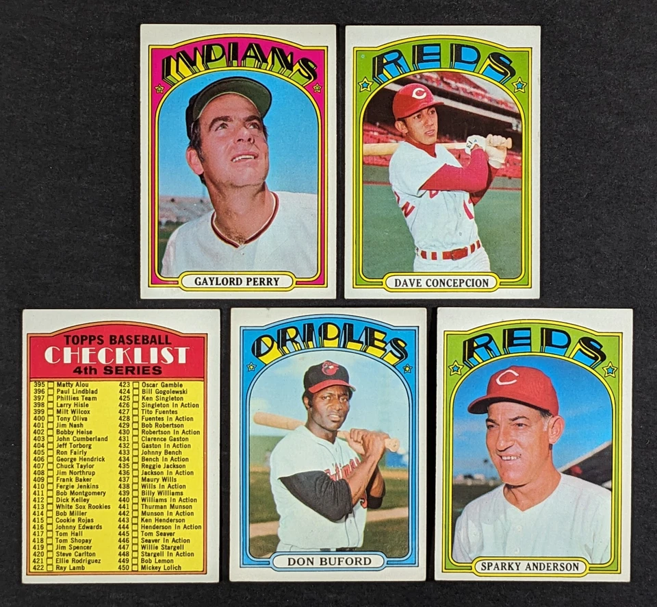 Lote de 5 tarjetas de béisbol 1972 Topps Gaylord Perry Foto 1 de 3