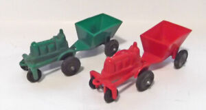 Vintage 1950's (lot of two) Toy Farm Tractor & cart (or trailer) Plastic MANOIL