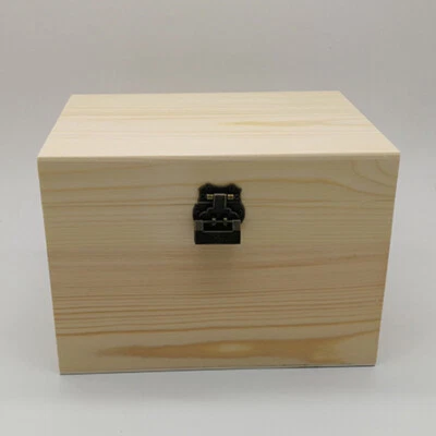 Wooden Treasure Chest Wood Box Case Necklace Jewelry Keepsake Trinket Storage - Image 1 of 4