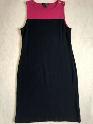 Lauren Ralph Lauren Ladies Sleeveless Shift Dress Size L Pink Blue Colorblock - Image 1 of 4