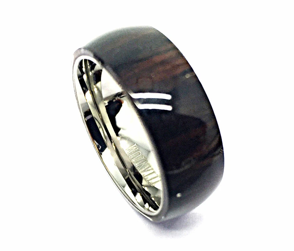 Anillo de boda de 8 mm de titanio para hombre o mujer con madera de koa hawaiano oscuro puro Foto 1 de 1