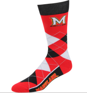 Maryland Terrapins Argyle Lineup Red & Black Deuce Crew Socks
