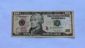 Low serial number, Binary, with Star Note $10 bill - Picture 1 of 2