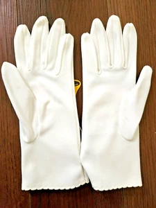 AUSVERKAUF - Vintage KAYDOE doppelt gewebte 100 % Nylon feminine elegante weiße Handschuhe - Bild 1 von 4