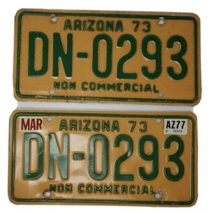Arizona 1973 Truck Non Commercial License Plate Set Pair # BN - 0293 - Picture 1 of 6
