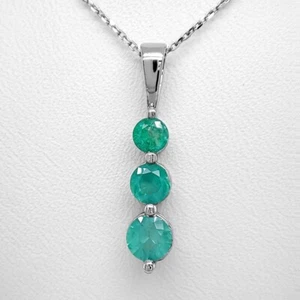 3 Ct Certified Natural Emerald   14K Solid White Gold Pendant - Picture 1 of 2
