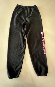Gamma Phi Sorority "G Phi" "Gamma Phi Beta" Sweatpants Black/Pink Jerzees SMALL - Picture 1 of 5