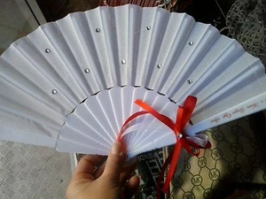 ventaglio matrimonio bianco sposa con scritta fiocco wedding bag - Picture 1 of 1