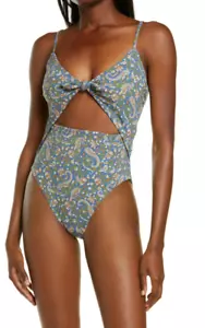New $278 Veronica Beard Aniston Paisley Cutout Swimsuit Cobalt Blue Medium M - Picture 1 of 12