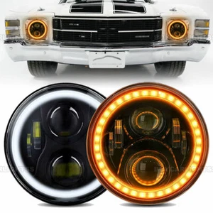 For Chevy Chevelle 1971-1973 Pair 7" Inch LED Headlights Round Hi/Lo Sealed Beam - Bild 1 von 12