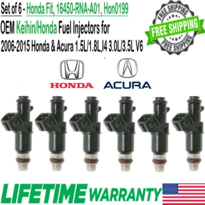 OEM 6 Units Honda Fuel Injectors For 2004, 2005, 2006, 2007, 2008 Acura TL 3.2L Foto 1 de 4
