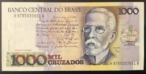 1988 BRAZIL PAPER MONEY - 1,000 CRUZADOS BANKNOTE! - Picture 1 of 2