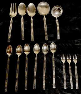 REED & BARTON Rebacraft RDS41 Serving Set Stainless Flatware 14 Pieces - Picture 1 of 15
