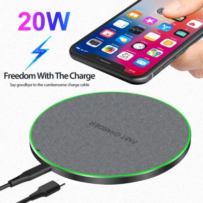 20W  Fast Wireless Charger Mat Pad For Apple iPhone 13 12 Pro Samsung S22 S21+ - Image 1 of 4