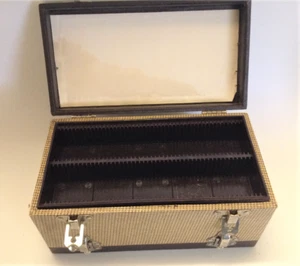 35mm Slide Carrying Case Barnett & Jaffe Tweed 1950s Storage for 200 Vintage - Picture 1 of 11