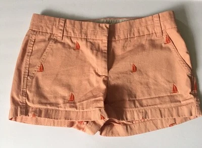 Pantalones Cortos Chinos J Crew Melocotón Algodón Con Veleros Naranja Para Mujer Talla 6 ¡USADOS EN EXCELENTE ESTADO!! Foto 1 de 4