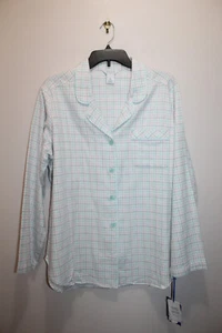 SLEEP SENSE SLEEP & LOUNGE FLANNEL PAJAMA TOP 100% COTTON BUTTON-UP CHECKERED XL - Picture 1 of 4