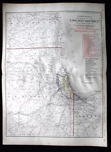 RAND MCNALLY COMMERCIAL ATLAS PAGE MAP CHICAGO ILLINOIS RAILROAD DISTRICT 1913 - Picture 1 of 6